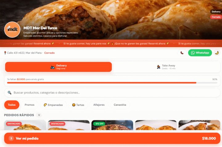 Mándalo Online — tienda con pedidos desarrollada por Zorzal Design